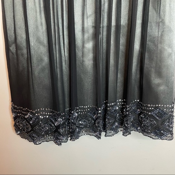 Adrianna Papell Evening Black Shimmering Dress Beaded Size 14 - Picture 4 of 10